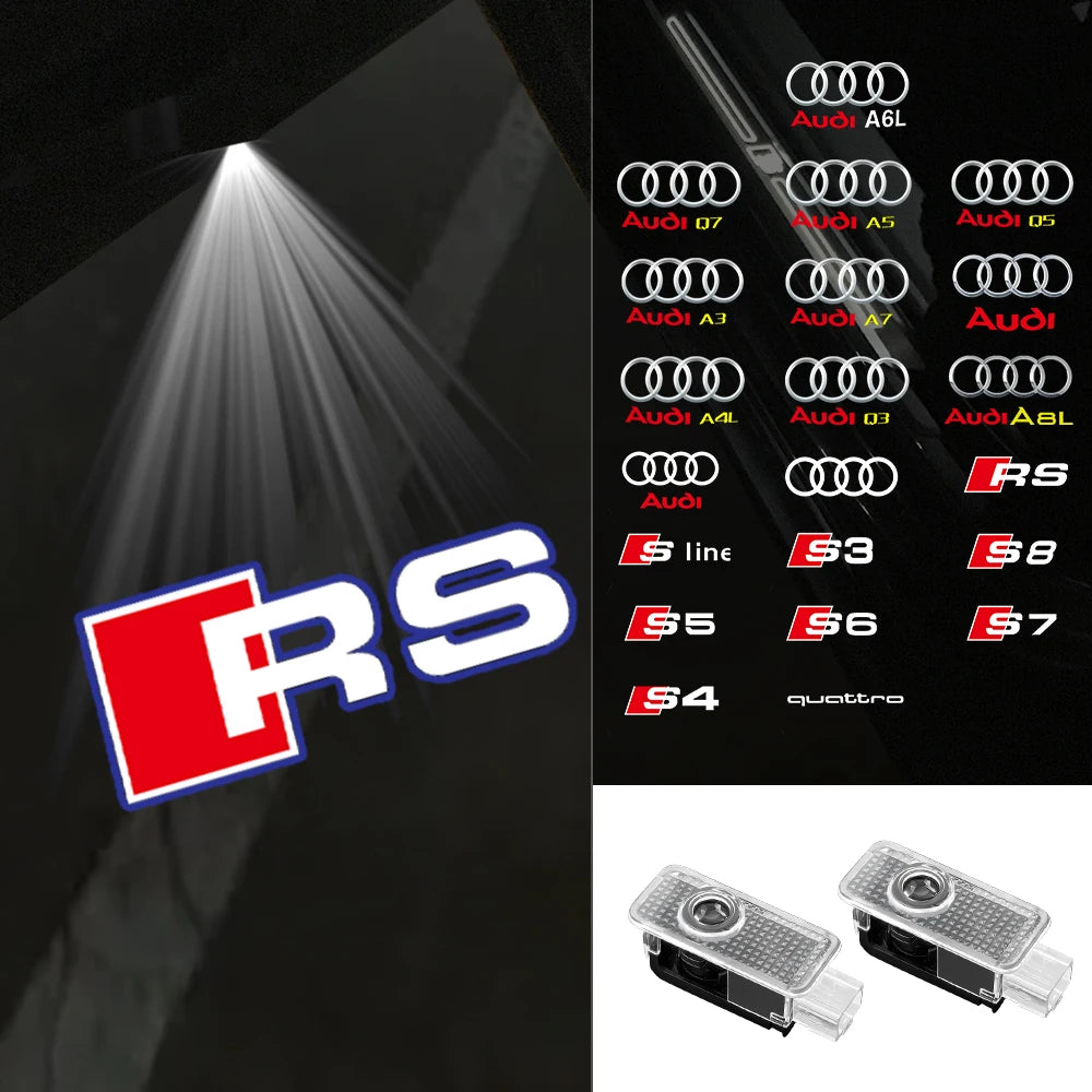 זוג מקרני לוגו LED לדלתות Audi
