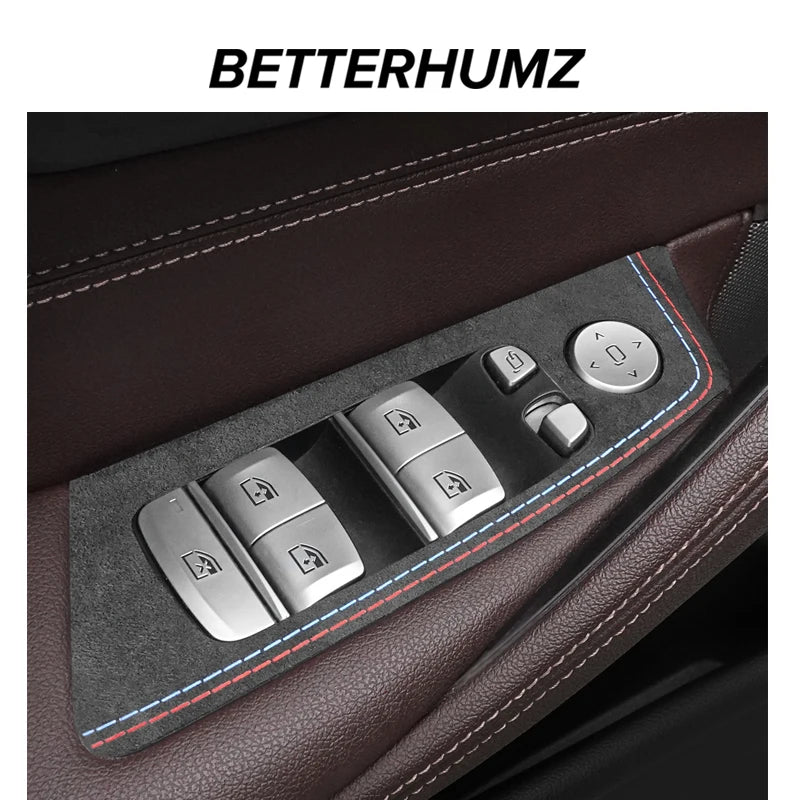 כיסויי אלקנטרה לכפתורי החלונות – BMW סדרה 5 G30 / G38 (2018–2023)