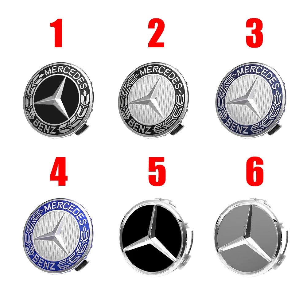 סט 4 מכסי מרכז מקוריים בסגנון Mercedes-Maybach – קוטר 75 מ"מ