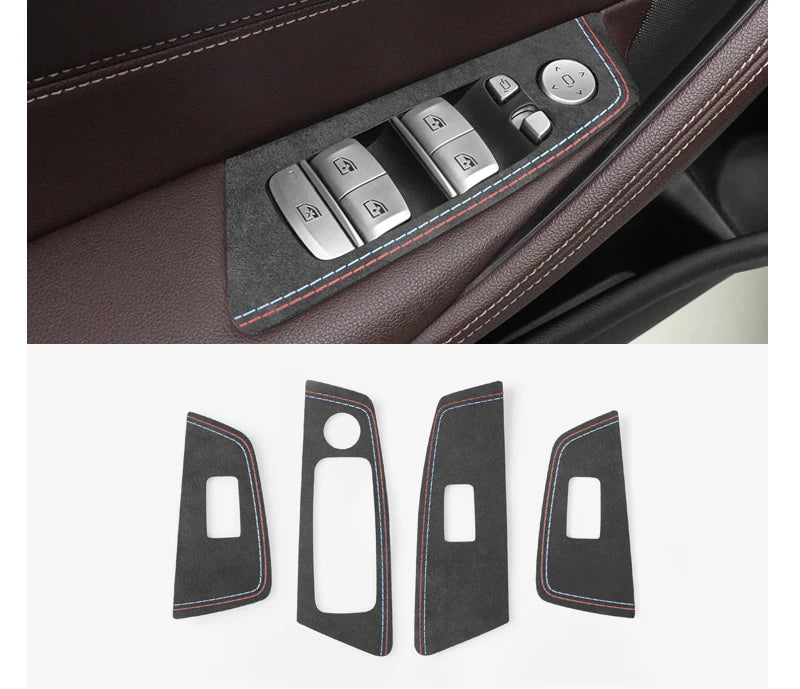 כיסויי אלקנטרה לכפתורי החלונות – BMW סדרה 5 G30 / G38 (2018–2023)